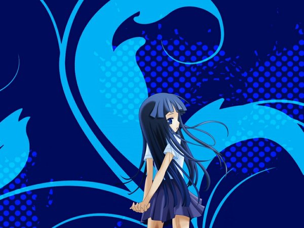 Anime picture 1024x768 with higurashi no naku koro ni studio deen furude rika blue background tagme