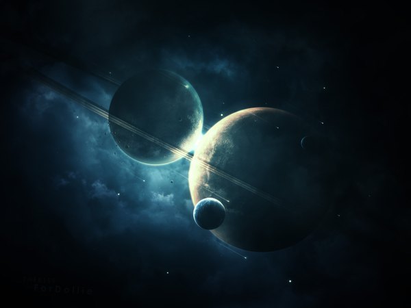 Anime picture 3200x2400 with original abikk highres absurdres light no people space star (stars) planet