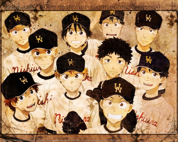 Anime picture 1280x1024 with ookiku furikabutte a-1 pictures mihashi ren takaya abe yoshirou hamada azusa hanai izumi kousuke misae abe motoki haruna shuugo kanou group baseball boy baseball uniform