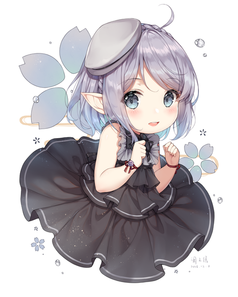 Anime picture 1127x1405 with final fantasy final fantasy xiv square enix lalafell ayuanlv single tall image looking at viewer blush fringe short hair blue eyes simple background white background signed payot ahoge upper body braid (braids) light smile