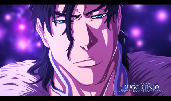 Anime picture 2539x1510 with bleach studio pierrot ginjou kuugo nyster7 single highres short hair blue eyes black hair wide image inscription coloring light close-up face boy fur