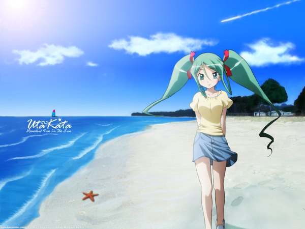 Anime picture 1600x1200 with uta-kata kuroki manatsu kev gotou keiji wallpaper beach third-party edit sea