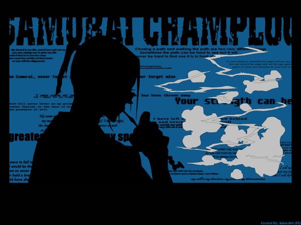 Anime picture 1600x1200 with samurai champloo jinnosuke black background blue background smoking boy