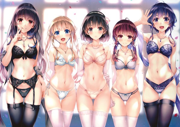 Anime picture 8887x6287 with saenai heroine no sodatekata a-1 pictures kasumigaoka utaha katou megumi sawamura spencer eriri hyoudou michiru hashima izumi misaki kurehito long hair looking at viewer blush fringe highres short hair open mouth blue eyes light erotic smile hair between eyes red eyes