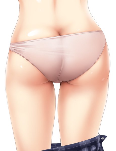 Anime picture 1000x1300 with original mumumu (road) single tall image light erotic simple background ass from behind underwear only thighs bare back girl skirt underwear panties
