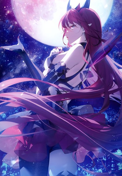 Anime picture 2418x3465 with virtual youtuber hololive hololive english irys (hololive) toosaka asagi single tall image looking at viewer fringe highres breasts open mouth blue eyes hair between eyes standing purple hair outdoors very long hair nail polish profile