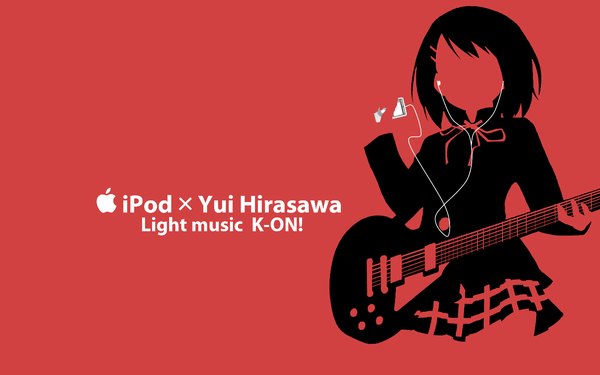 Anime picture 1440x900 with k-on! kyoto animation ipod hirasawa yui wide image red background silhouette kisoba