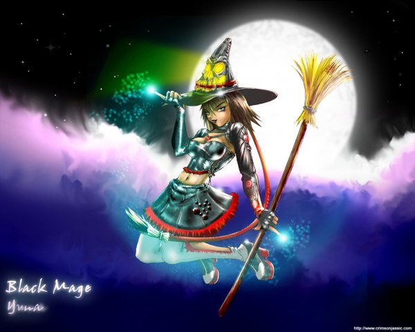 Anime picture 1280x1024 with final fantasy final fantasy x square enix yuna (ff10) black mage witch