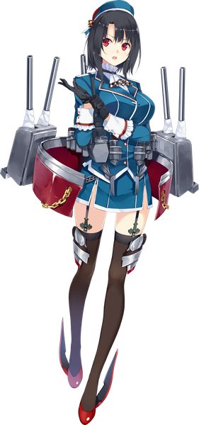 Anime picture 1385x2950 with kantai collection takao heavy cruiser hao (patinnko) single tall image looking at viewer fringe short hair breasts open mouth black hair red eyes large breasts standing full body standing on one leg transparent background adjusting clothes girl thighhighs