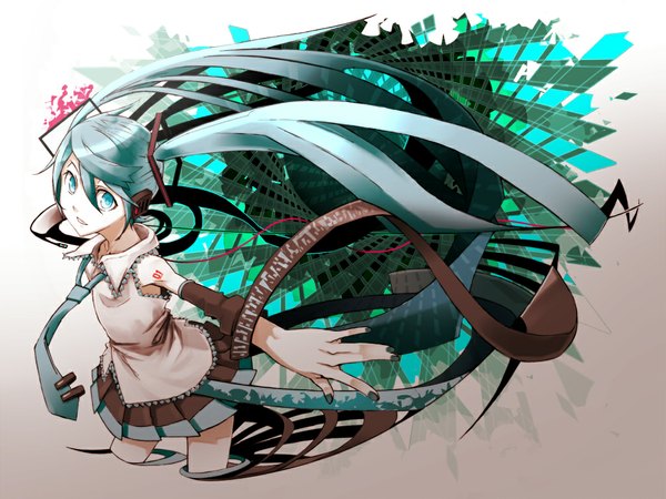 Anime picture 1024x768 with vocaloid hatsune miku kawazu blue eyes twintails blue hair girl