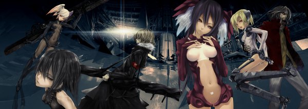 Anime picture 2258x800 with original redjuice highres light erotic wide image group tagme