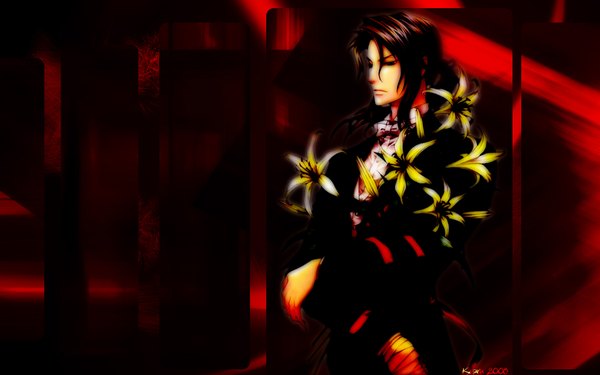 Anime picture 1920x1200 with blood+ production i.g haji single highres black hair wide image black eyes boy flower (flowers)