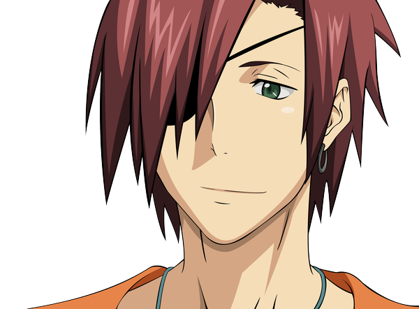 Anime picture 3233x2390 with d.gray-man lavi morrow single highres green eyes absurdres red hair portrait transparent background face vector boy earrings eyepatch hoop earrings