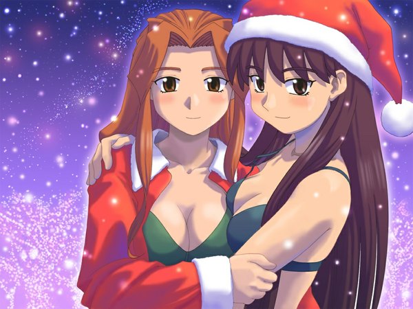 Anime picture 1024x768 with dual rara mitsuki sanada mitsuki azuma kiyohiko christmas tagme