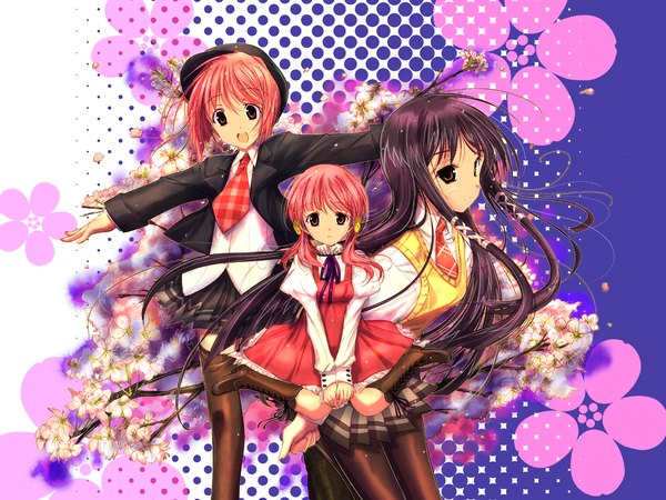 Anime picture 1600x1200 with sakura musubi cuffs (studio) akino momiji kiriyama sakura sera karen ozaki hiroki wallpaper serafuku tagme