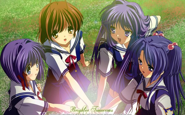 Anime picture 1920x1200 with clannad key (studio) furukawa nagisa fujibayashi kyou ichinose kotomi fujibayashi ryou highres wide image