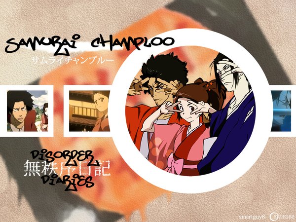 Anime picture 1024x768 with samurai champloo mugen (samurai champloo) jinnosuke fuu (samurai champloo) japanese clothes kimono yukata