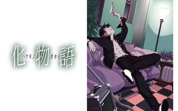 Anime picture 1920x1200 with bakemonogatari shaft (studio) monogatari (series) araragi koyomi highres wide image