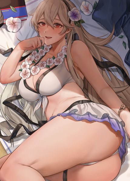 Anime picture 2500x3500 with fire emblem fire emblem heroes fire emblem fates nintendo corrin (fire emblem) corrin (female) (fire emblem) muunai single long hair tall image looking at viewer blush fringe highres breasts open mouth light erotic blonde hair hair between eyes red eyes