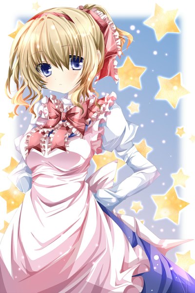 Anime picture 700x1050 with touhou alice margatroid nanase nao single tall image looking at viewer short hair blue eyes blonde hair border girl frills hairband bowtie star (symbol) apron