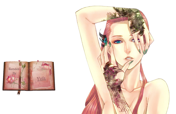 Anime picture 1000x650 with vocaloid megurine luka single long hair looking at viewer bare shoulders nail polish aqua eyes fingernails lips alternate costume alternate hairstyle transparent background girl