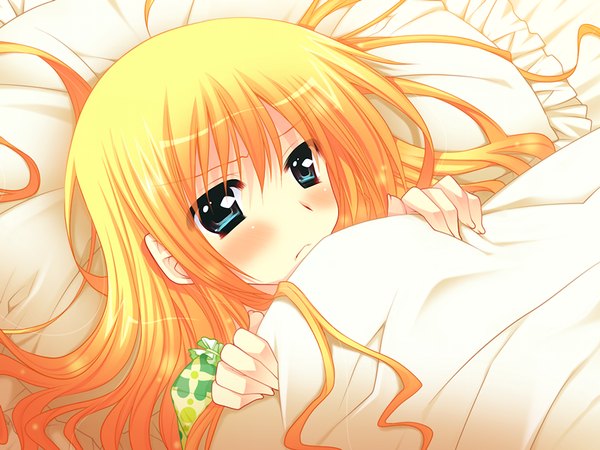 Anime picture 1024x768 with narikiri bakappuru! long hair blush blue eyes blonde hair game cg girl