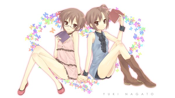 Anime picture 1280x720 with suzumiya haruhi no yuutsu kyoto animation nagato yuki wide image girl glasses