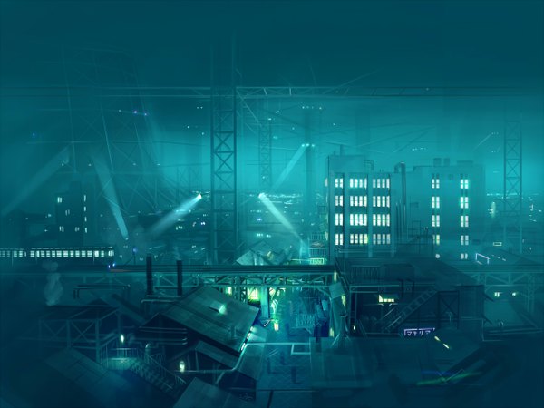 Аниме картинка 1280x960 с последняя фантазия final fantasy vii square enix seo tatsuya ночь город голубой фон пейзаж