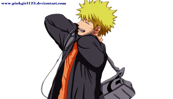 Anime picture 1200x688 with naruto studio pierrot naruto (series) uzumaki naruto pinkgirl123 single short hair open mouth blonde hair wide image eyes closed profile facial mark transparent background whisker markings jinchuriki headphones bag