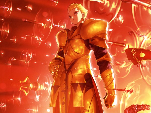 Anime picture 4844x3638 with fate (series) fate/stay night studio deen type-moon gilgamesh (fate) highres boy