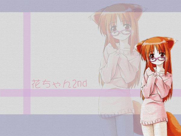 Anime picture 1280x960 with ukagaka hana fox girl zoom layer girl glasses