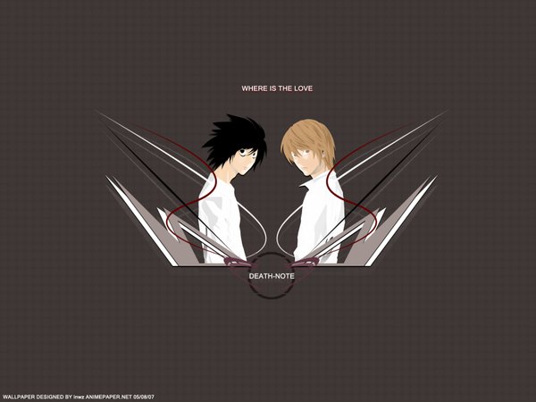 Anime picture 1600x1200 with death note madhouse yagami light l (death note) black hair blonde hair