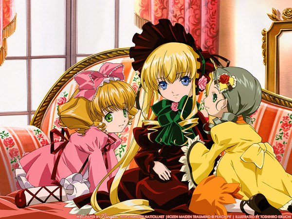 Anime picture 1024x768 with rozen maiden shinku hina ichigo kanaria tagme