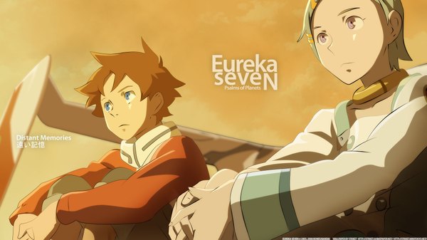 Anime picture 1920x1080 with eureka seven studio bones eureka renton thurston highres wide image orange background