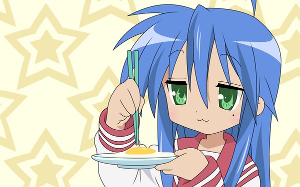 Anime picture 1920x1200 with lucky star kyoto animation izumi konata highres girl food star (symbol) fried eggs