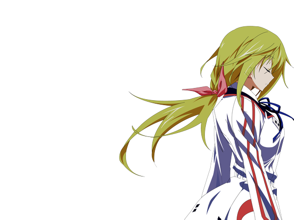 Anime picture 4000x3000 with infinite stratos 8bit charles dunois single long hair highres blonde hair absurdres ponytail eyes closed profile transparent background vector girl bow ribbon (ribbons) hair bow