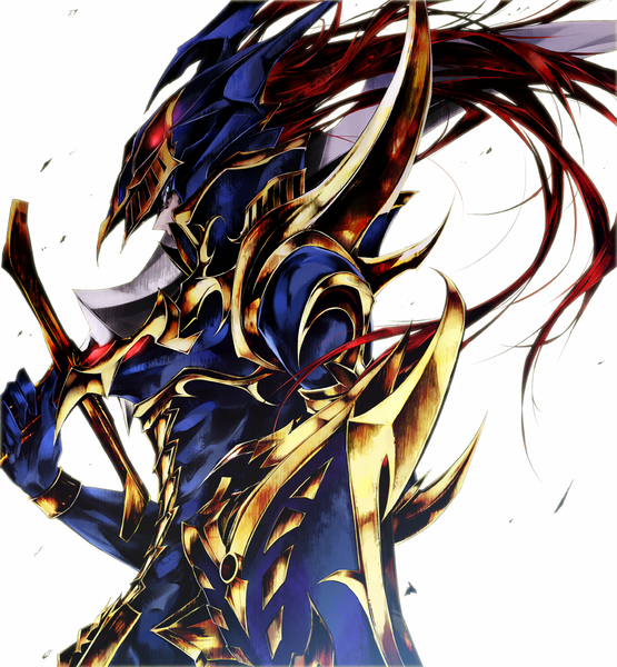 Anime picture 900x973 with yu-gi-oh! black luster soldier pkk single tall image standing white background holding profile boy weapon sword armor