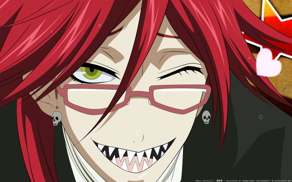 Anime picture 1920x1200 with kuroshitsuji a-1 pictures grell sutcliff highres wide image red hair close-up shinigami boy