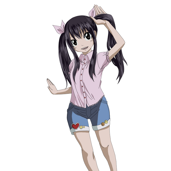 Anime picture 3000x3000 with fairy tail wendy marvell meiji (kurumierika) single long hair highres open mouth smile absurdres braid (braids) grey eyes twin braids transparent background girl shorts heart blouse badge