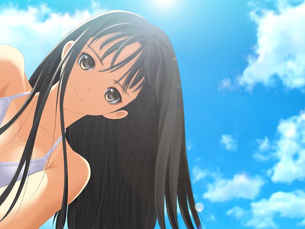 Anime picture 1200x900 with sora no iro mizu no iro mizushima asa black hair brown eyes game cg