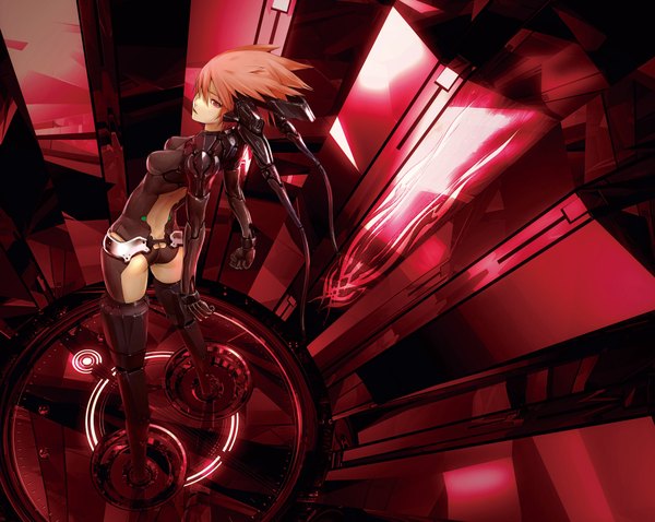 Anime picture 1920x1532 with redjuice highres short hair red hair mecha musume girl android