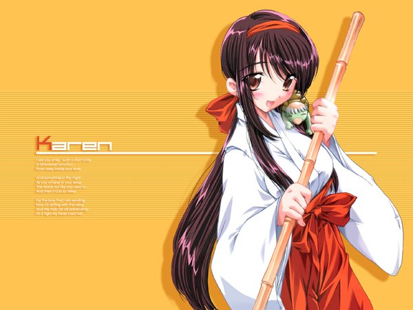 Anime picture 1024x768 with japanese clothes miko kappa broom youkai tagme