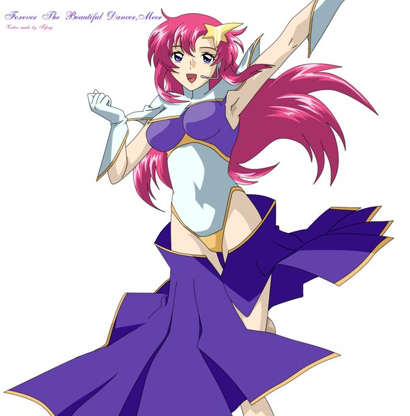 Anime picture 1767x1795 with mobile suit gundam gundam seed destiny sunrise (studio) meer campbell long hair tall image highres light erotic simple background hair between eyes white background pink hair armpit (armpits) grey eyes vector singing dancing girl skirt gloves