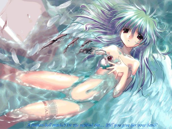 Anime picture 1024x768 with club maniax komatsu eiji light erotic soft beauty wings water barcode