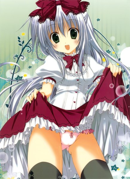 Anime-Bild 2272x3136 mit alice or alice rise (alice or alice) korie riko single long hair tall image looking at viewer blush fringe highres breasts open mouth light erotic smile hair between eyes standing holding green eyes white hair :d