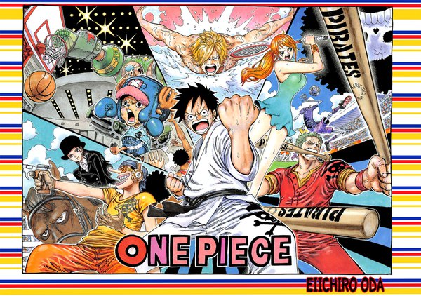 Anime picture 1848x1300 with one piece toei animation nami (one piece) monkey d. luffy nico robin roronoa zoro sanji tony tony chopper usopp franky brook (one piece) oda eiichirou long hair looking at viewer fringe highres short hair open mouth black hair blonde hair