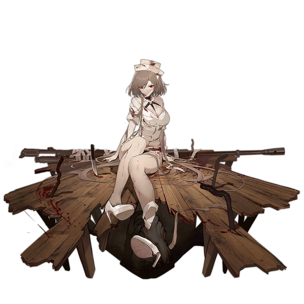 Anime-Bild 1024x1024 mit girls frontline kord (girls' frontline) kord (dancer in the dead silence) (girls' frontline) shi-chen looking at viewer fringe short hair breasts light erotic hair between eyes red eyes brown hair large breasts sitting full body bent knee (knees) off shoulder arm support official art high heels