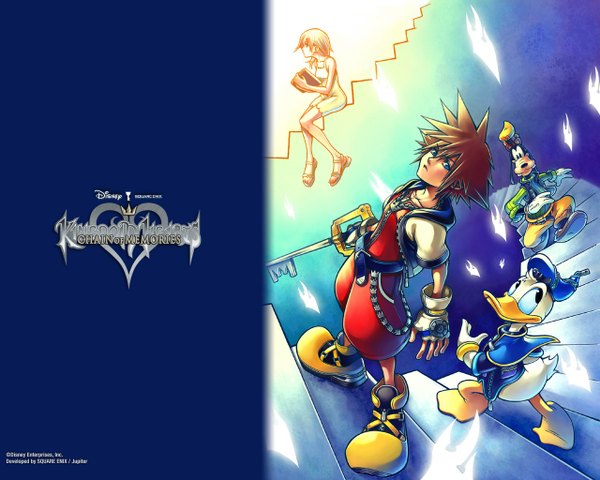 Anime picture 1280x1024 with kingdom hearts square enix sora goofy namine donald duck