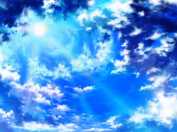 Anime picture 2000x1500 with original iy (tsujiki) highres sky cloud (clouds) sunlight sun