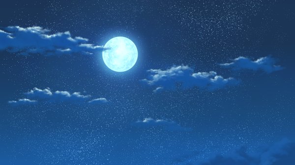 Anime picture 2560x1440 with shirogane otome kamiya tomoe highres wide image game cg cloud (clouds) night night sky moon